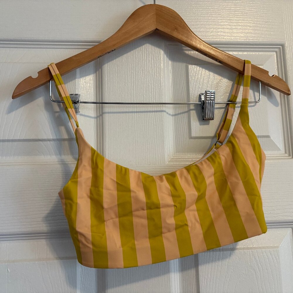 Hanna Andersson Sz Sm Bathing Suit Top Parakeet/Peach Creme